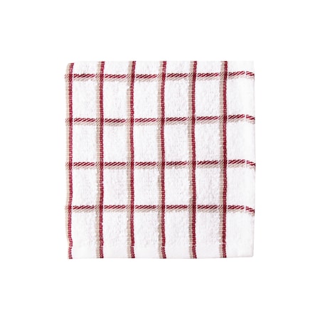 Ritz Cafe Check Dish Cloth White Ground/Brick/Putty Check, PK12 9851127